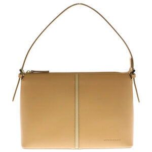 BURBERRY logo embossed leather shoulder bag beige